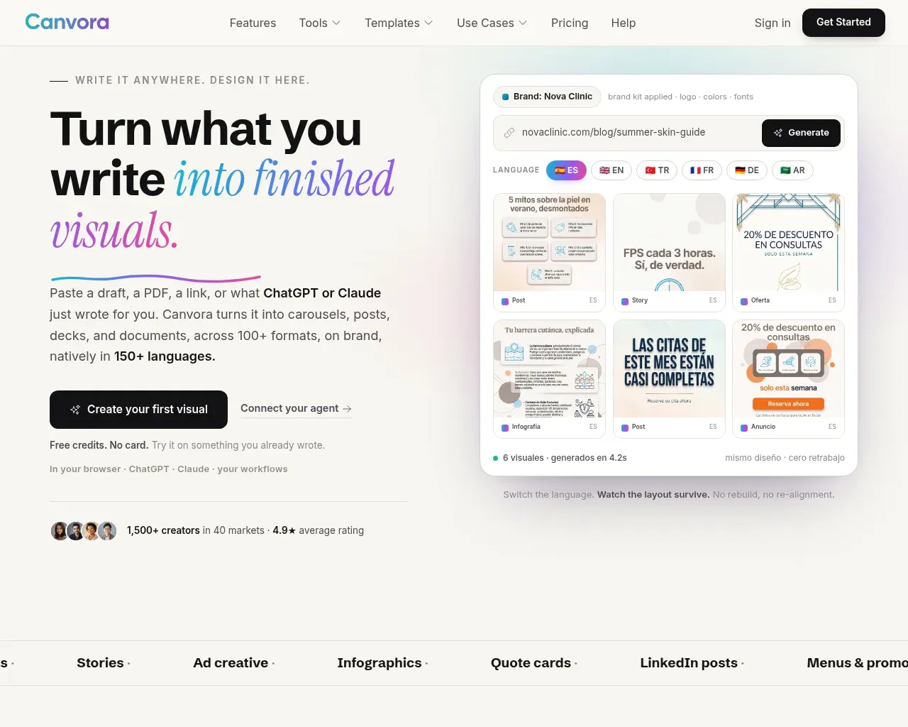 Canvora homepage screenshot