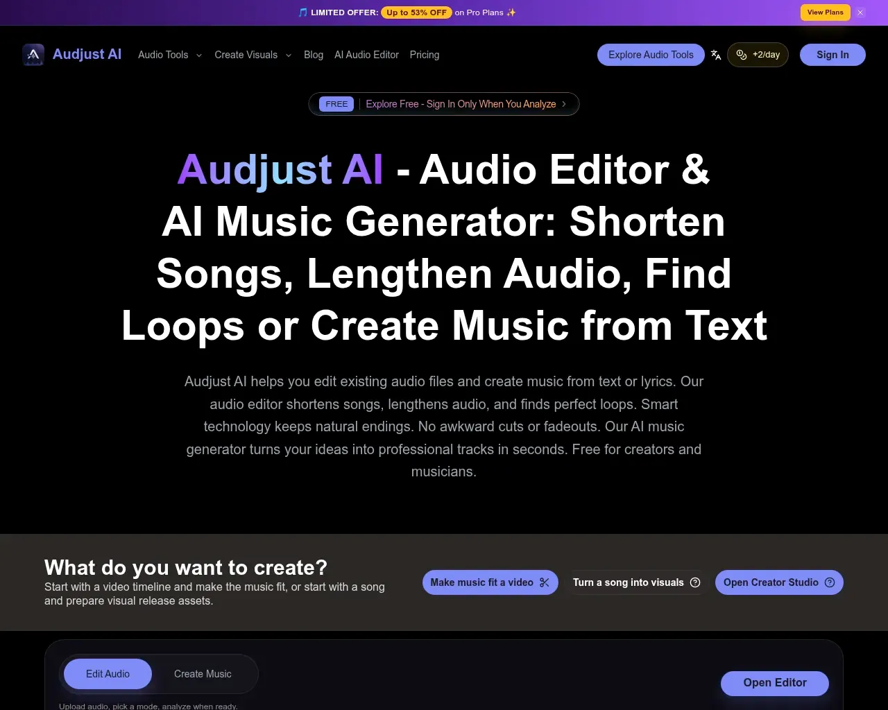 audjust.ai homepage screenshot