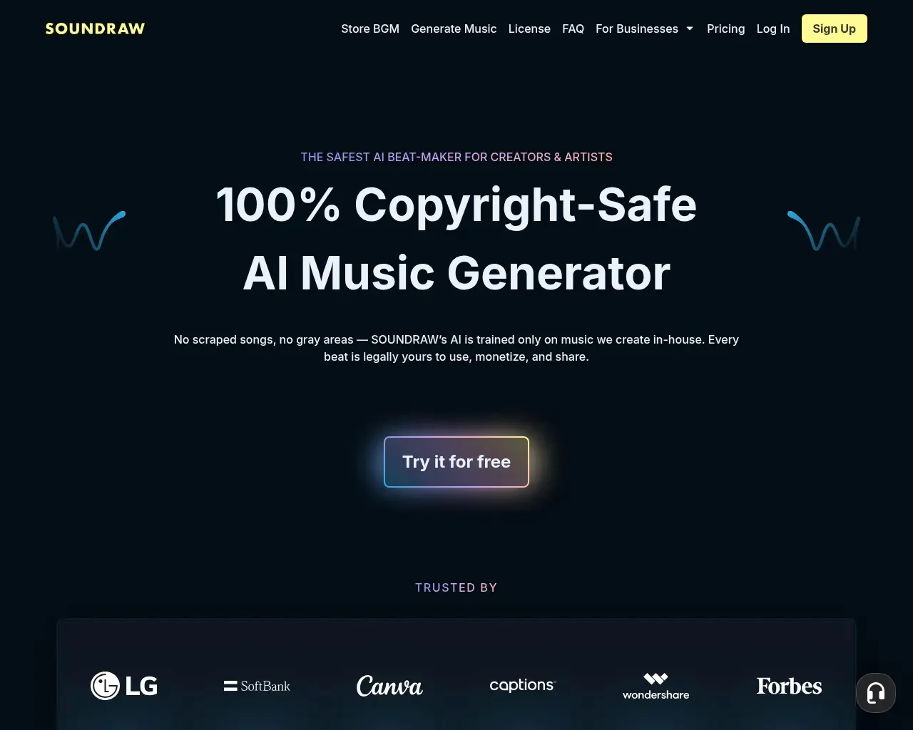 Soundraw homepage screenshot