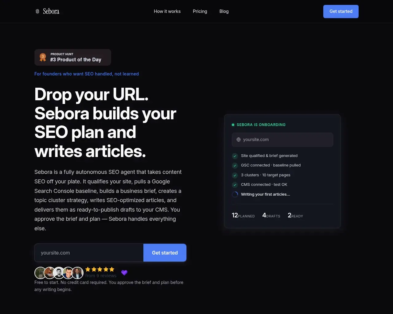 Sebora.ai homepage screenshot