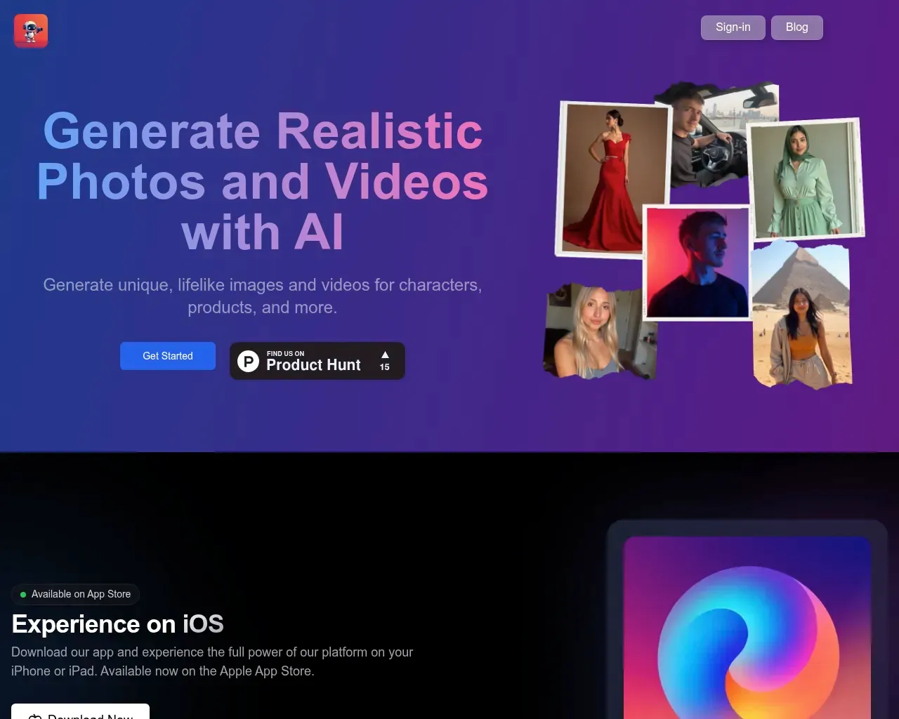 AI Photos Editor homepage screenshot