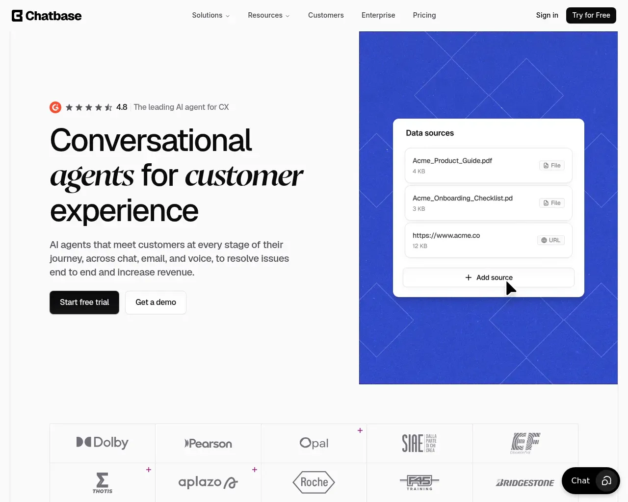 Chatbase homepage screenshot