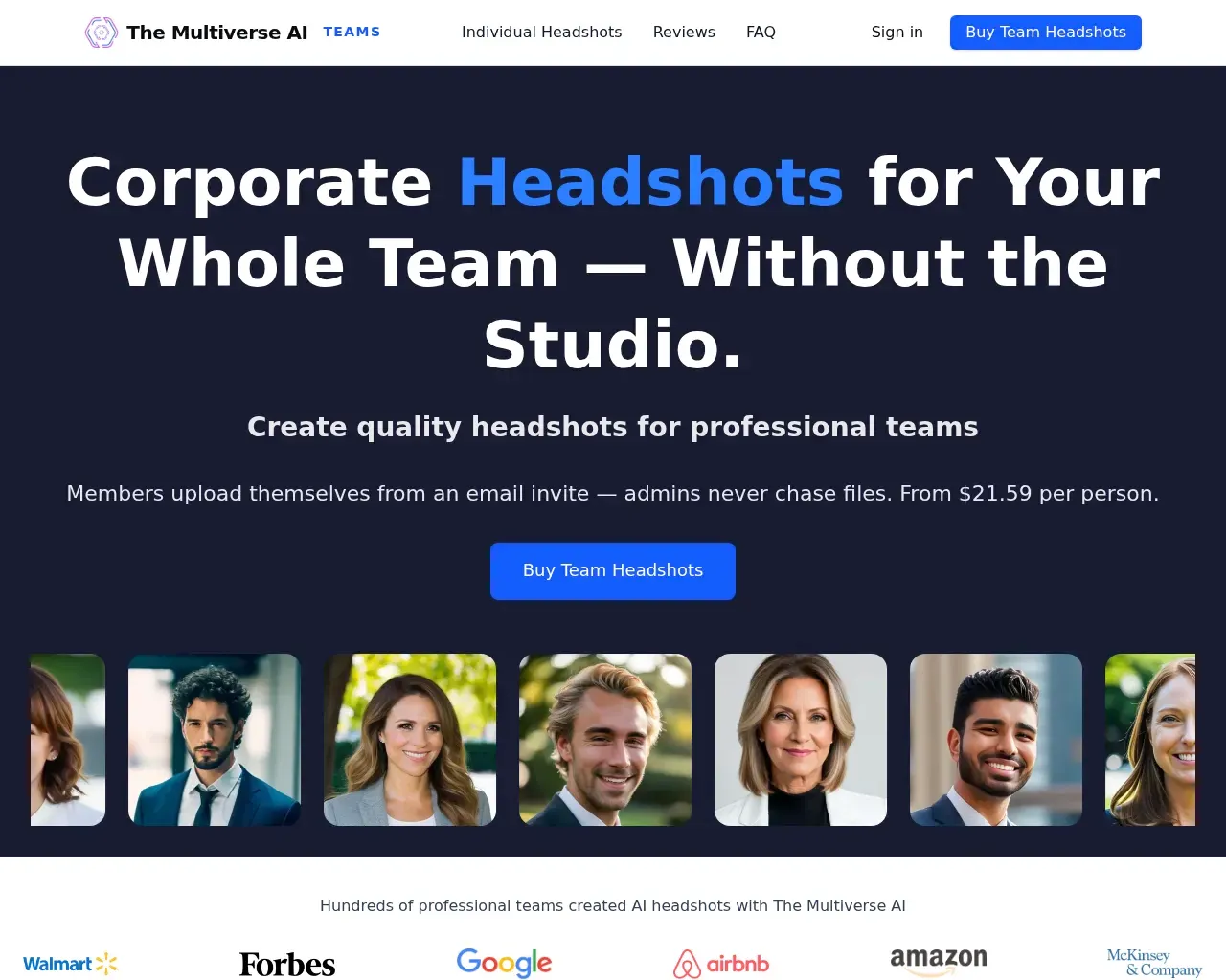 The Multiverse AI team headshots page