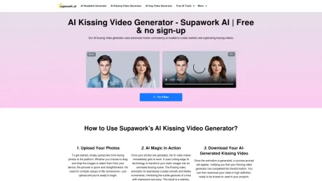 AI Kissing Video Generator - Supawork AI | Free & no sign-up screenshot