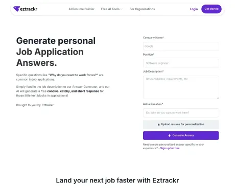 Application Answer Generator by Eztrackr screenshot