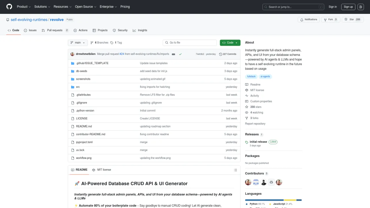 automatic crud api + ui generator