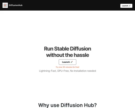 DiffusionHub io screenshot