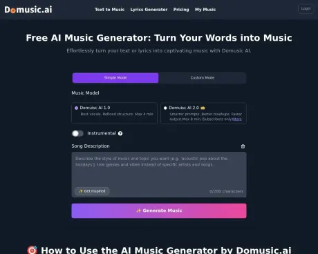 Domusic AI screenshot