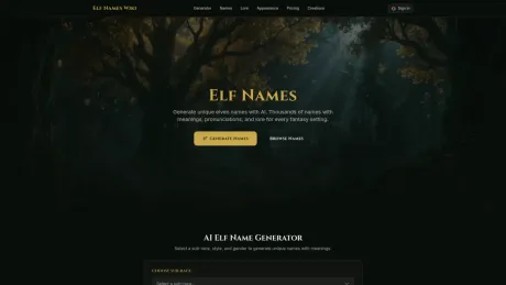 Elf Names Wiki screenshot