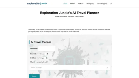 Exploration Junkie's AI Travel Planner screenshot