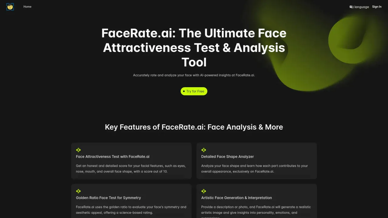 FaceRate.ai: Face Attractiveness Test and Analysis Tool