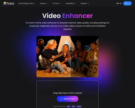 Fotor video enhancer screenshot