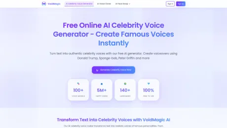 Free AI Celebrity Voice Generator Online | Void Magic AI screenshot