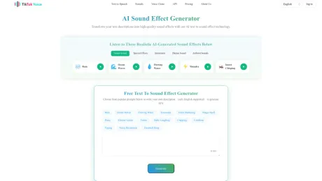 Free AI sound effect generator screenshot