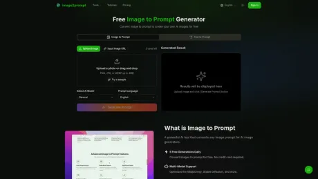 Image2Prompt - Free AI-powered tool for image analysis and AI image generation screenshot