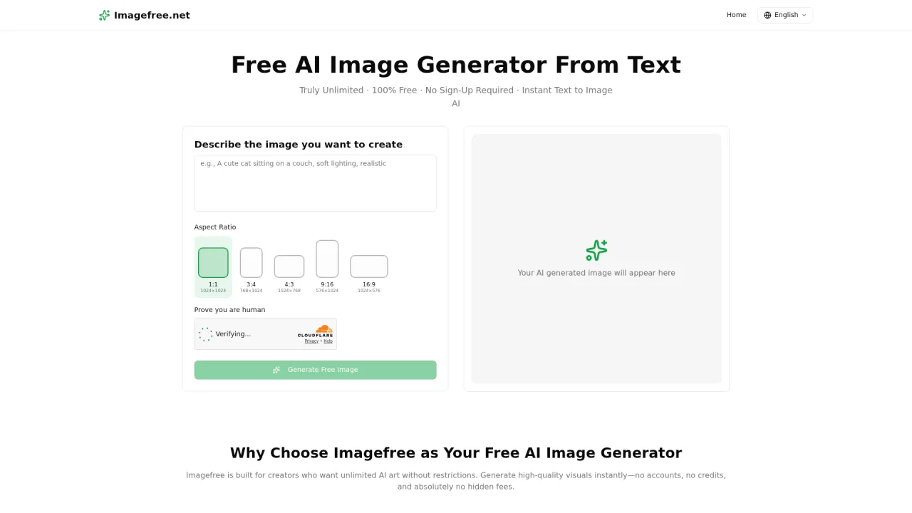 Imagefree AI Image Generator