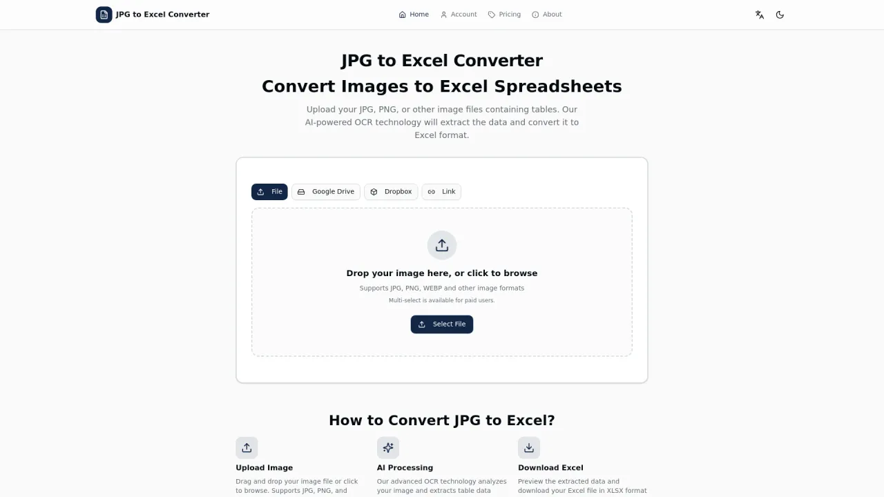 JPG To Excel Converter