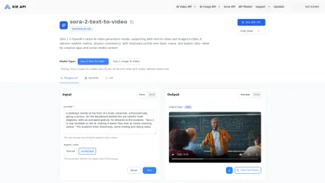 Kie.ai: Affordable and Stable Unofficial Sora 2 API screenshot