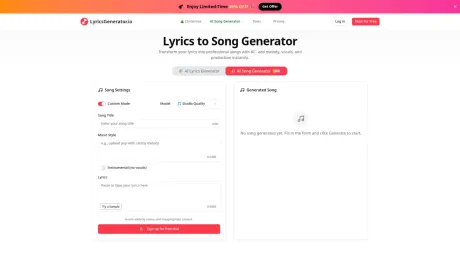 LyricsGenerator.io - Free AI Song & Lyrics Creator screenshot