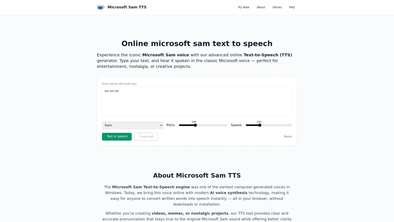 Microsoft Sam TTS