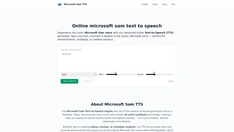Microsoft Sam TTS screenshot