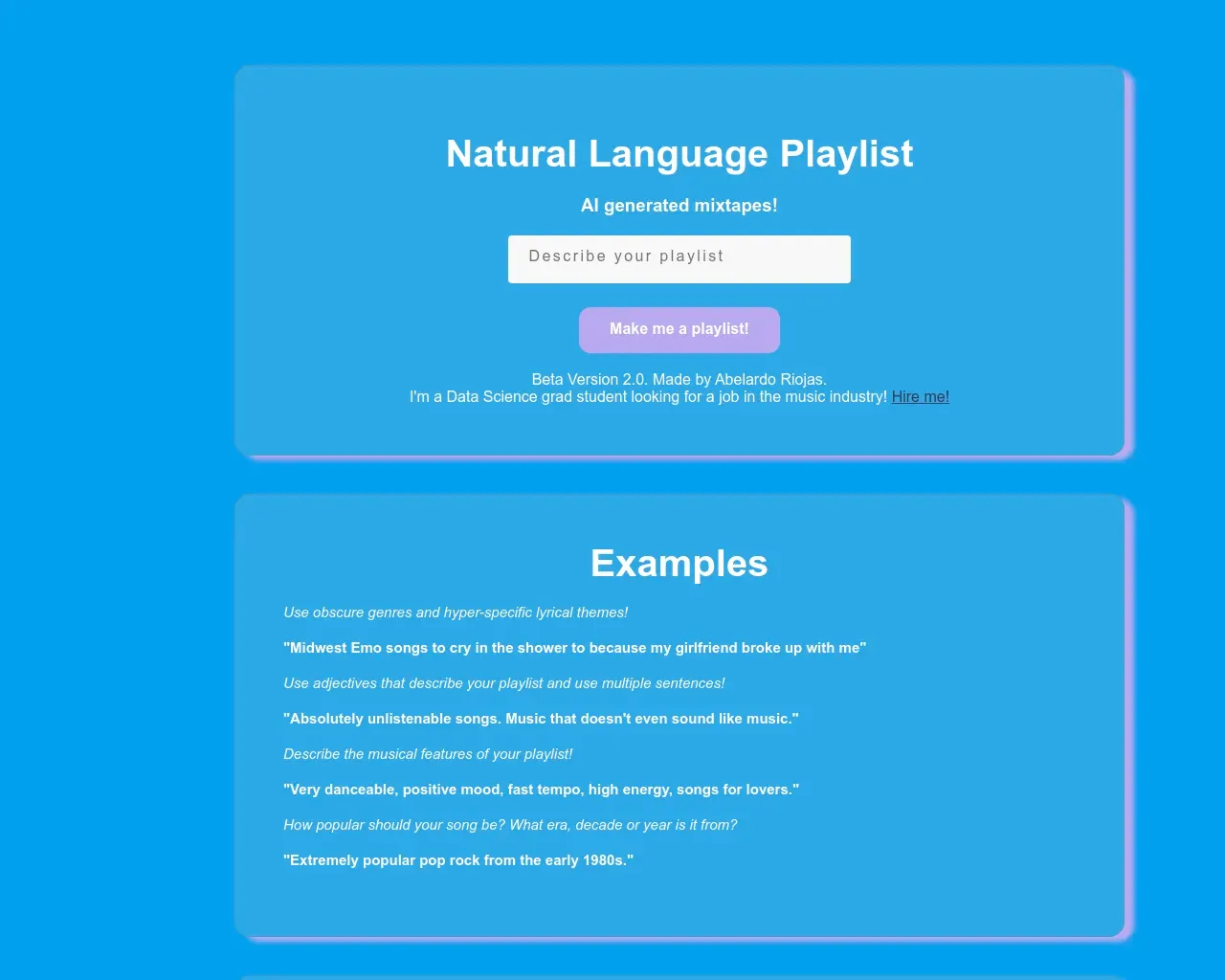 Natural Language Playlist