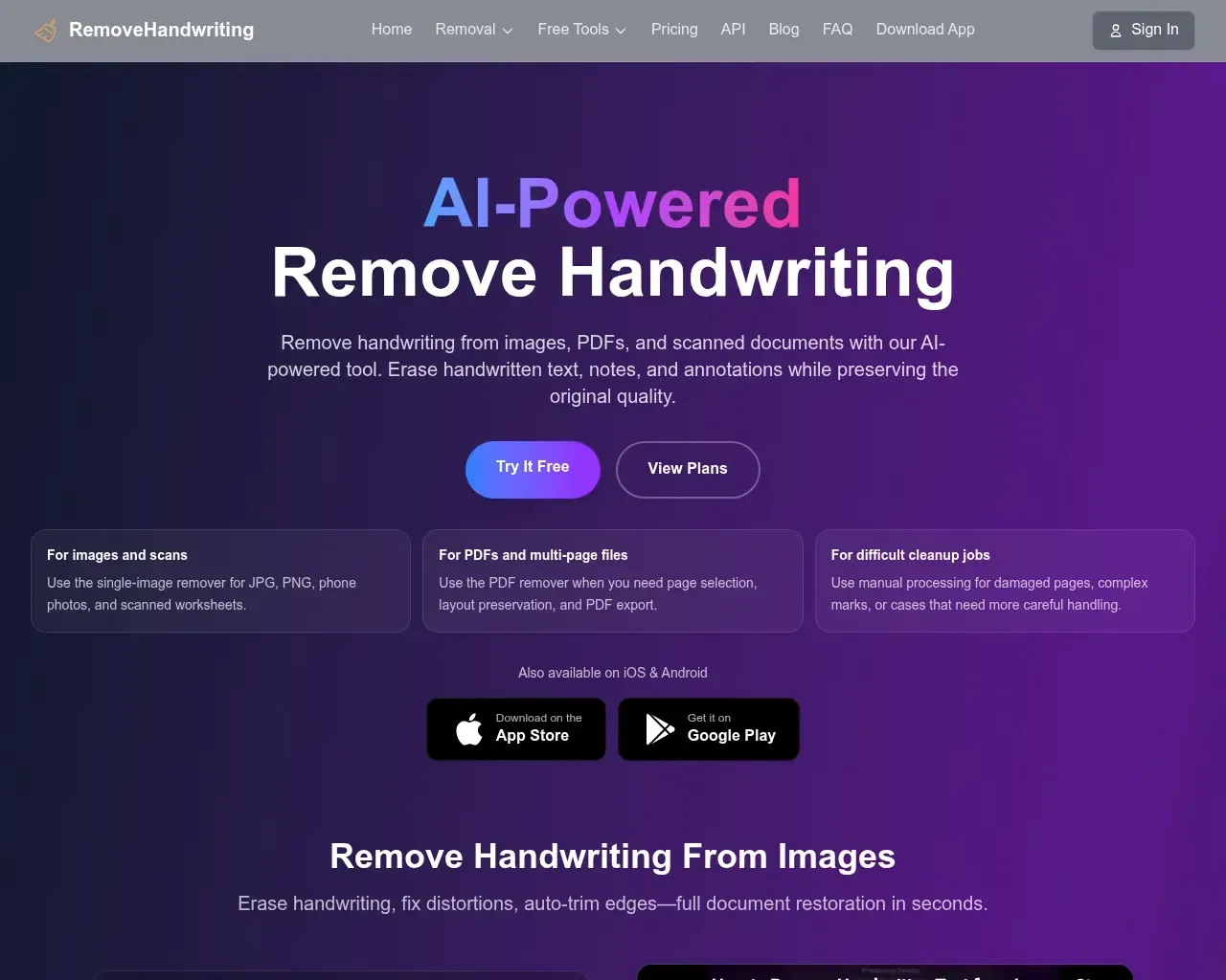 Remove Handwriting