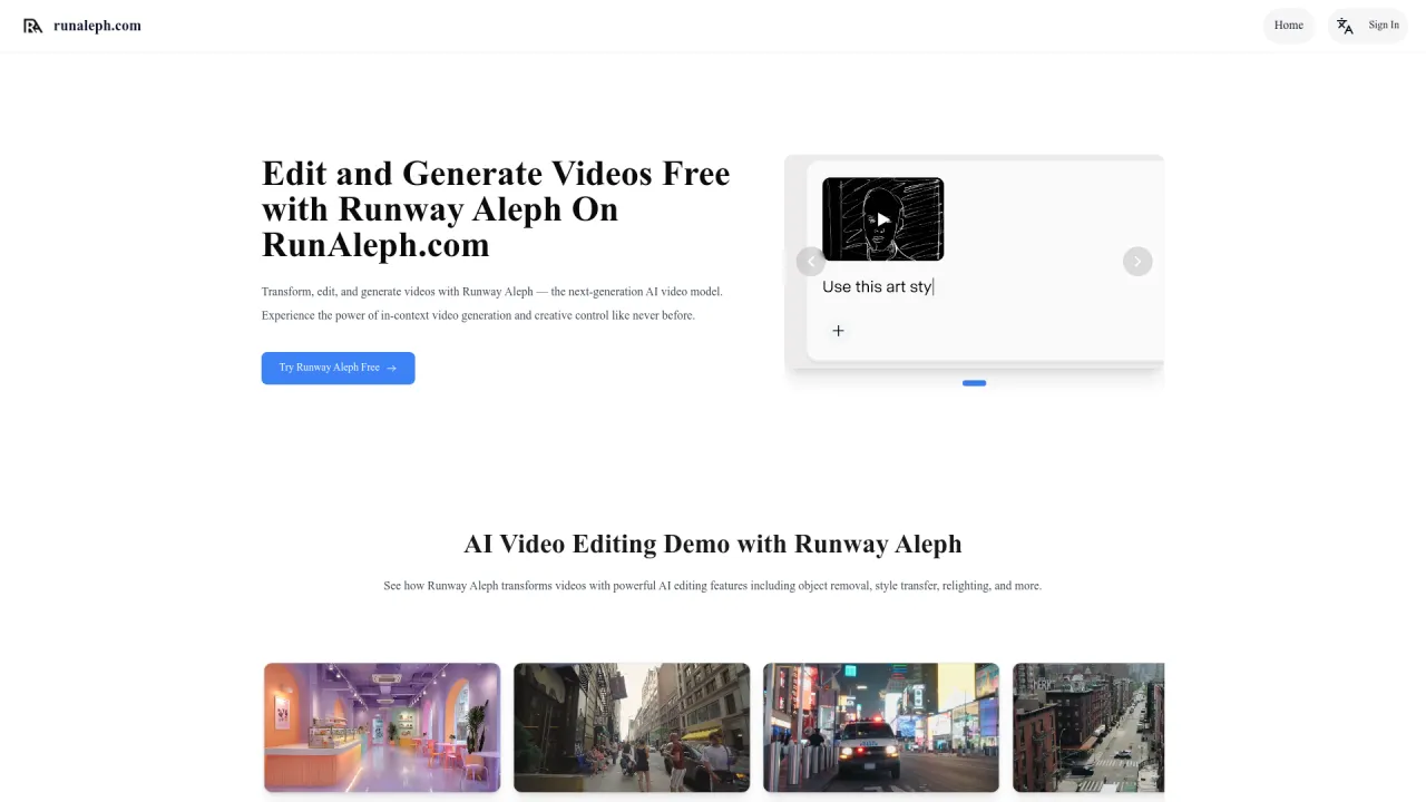 RunAleph.com: Free AI Video Editing with Runway Aleph