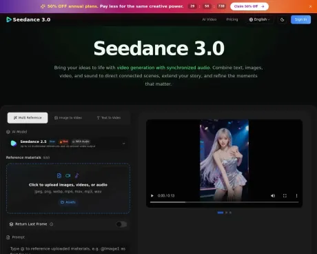 Seedance 3.0 screenshot