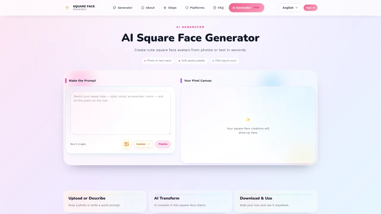 Square Face Avatar Generator