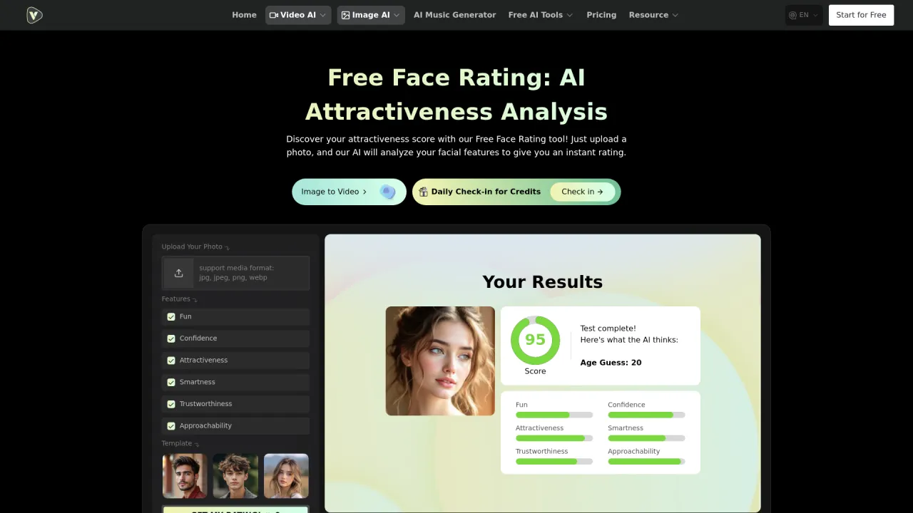 VideoWeb AI Face Rating