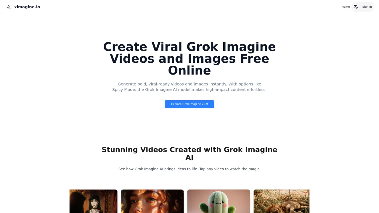 XImagine.io:Free Grok Imagine Video Generator