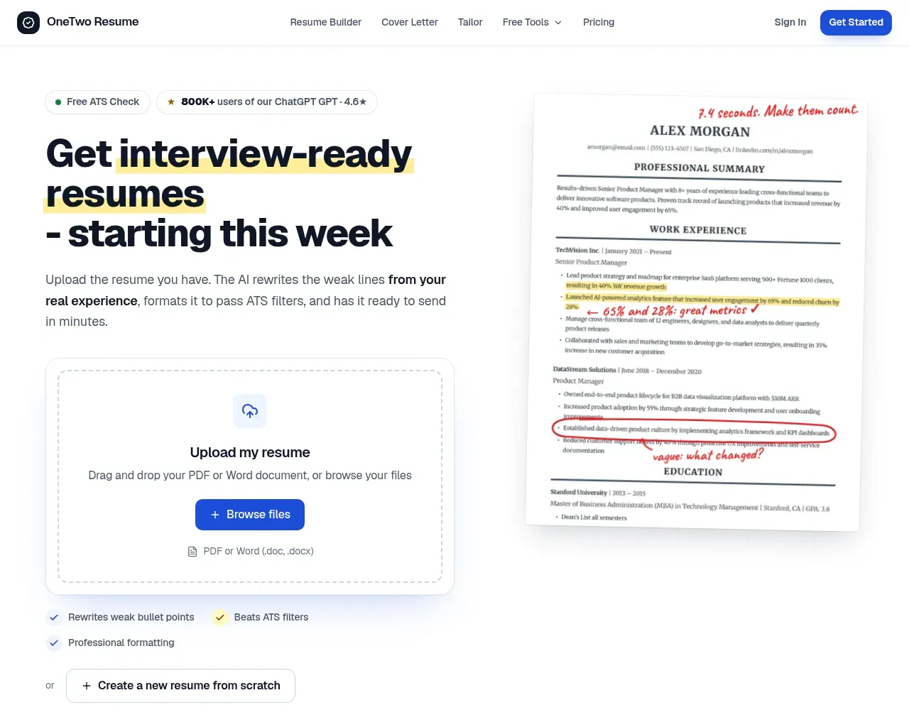 OneTwo Resume screenshot